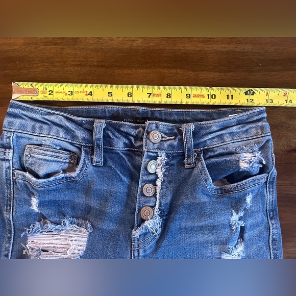 Flying Monkey High Rise Distressed Blue Jeans - Picture 4 of 8